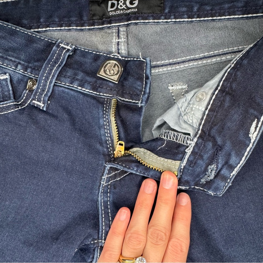 D&G Dolce & Gabbana Low Rise Dark Wash Slim Straight Jeans Size 26 - Picture 5 of 12